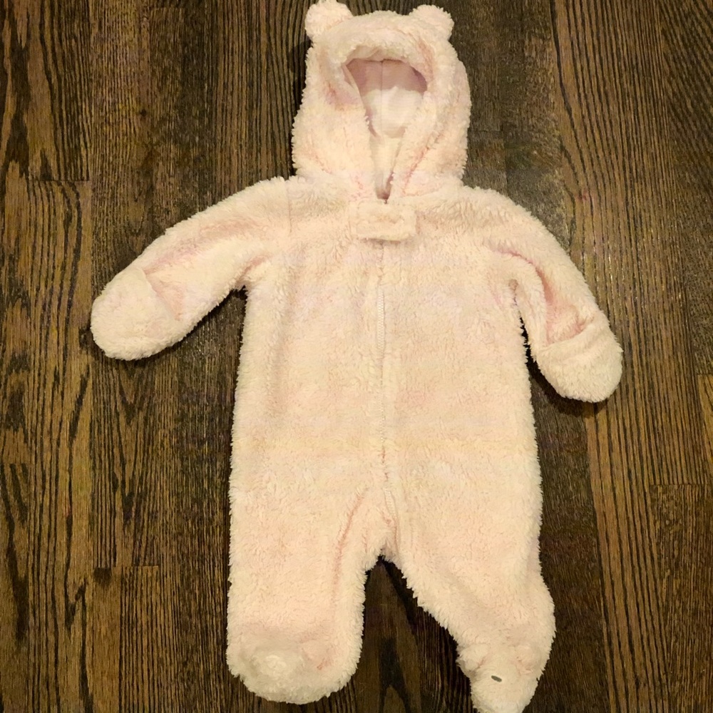 Soft zip up warm bear suit